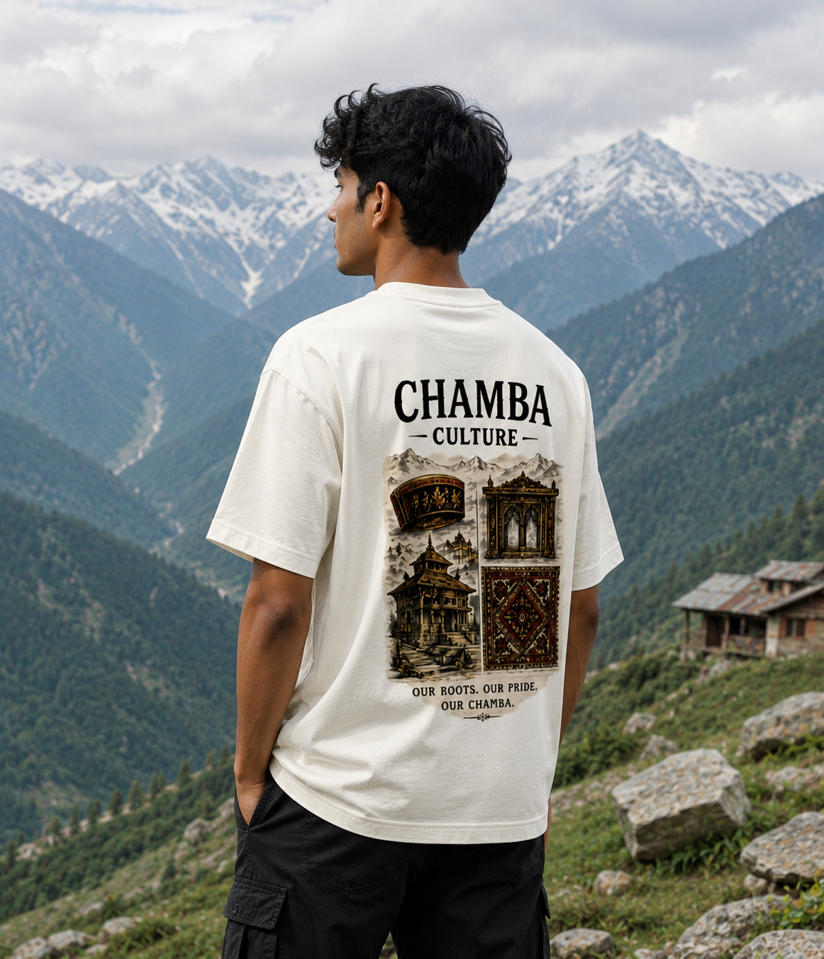 Chamba Culture Oversized Graphic T-Shirt | Premium 240 GSM Cotton Unisex Tee