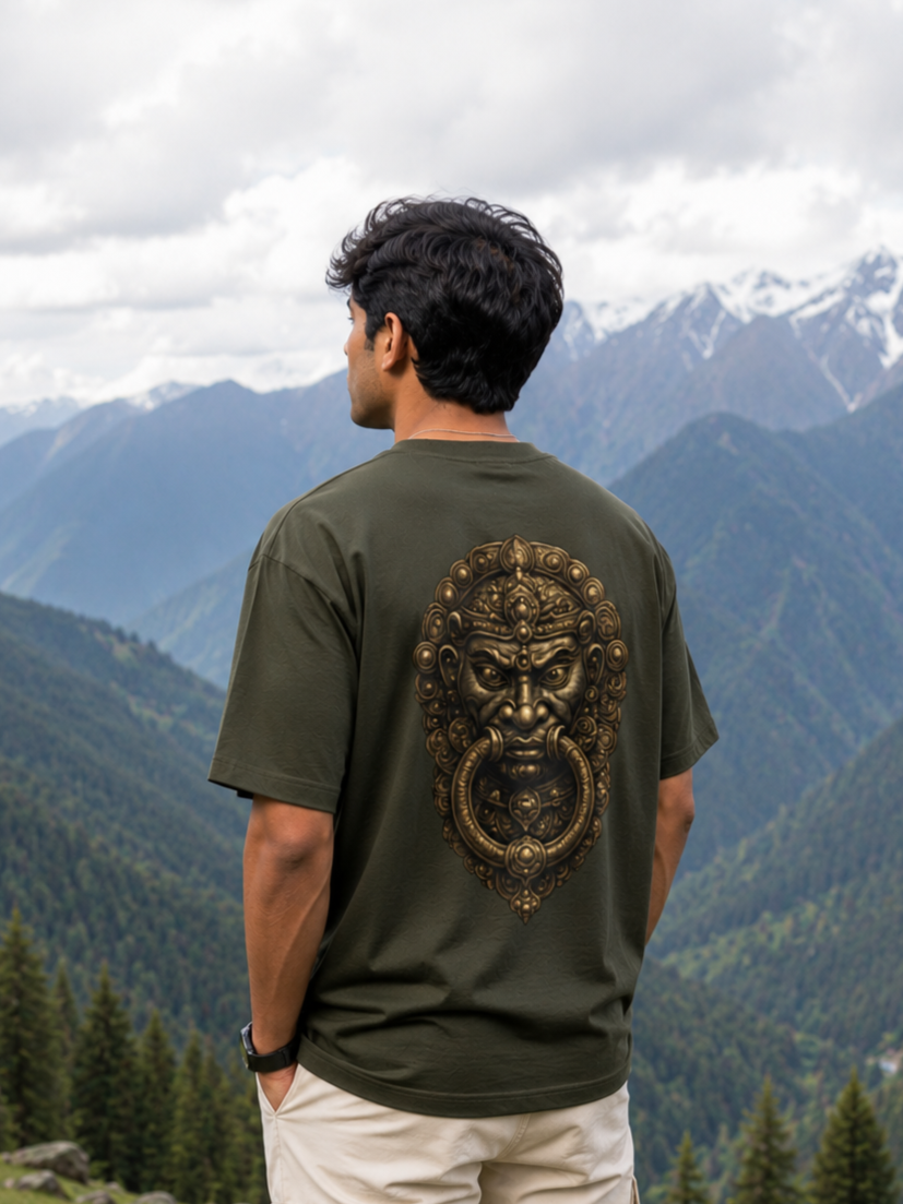 Royal Guardian Lion Emblem Oversized T-Shirt | Premium 240 GSM Unisex Cotton Tee