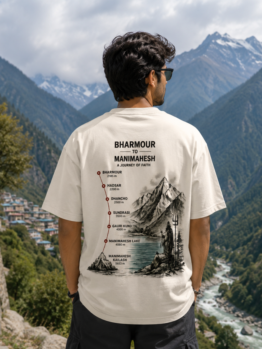 Bharmour Manimahesh Heritage Oversized T-Shirt | 240 GSM Unisex Graphic Tee