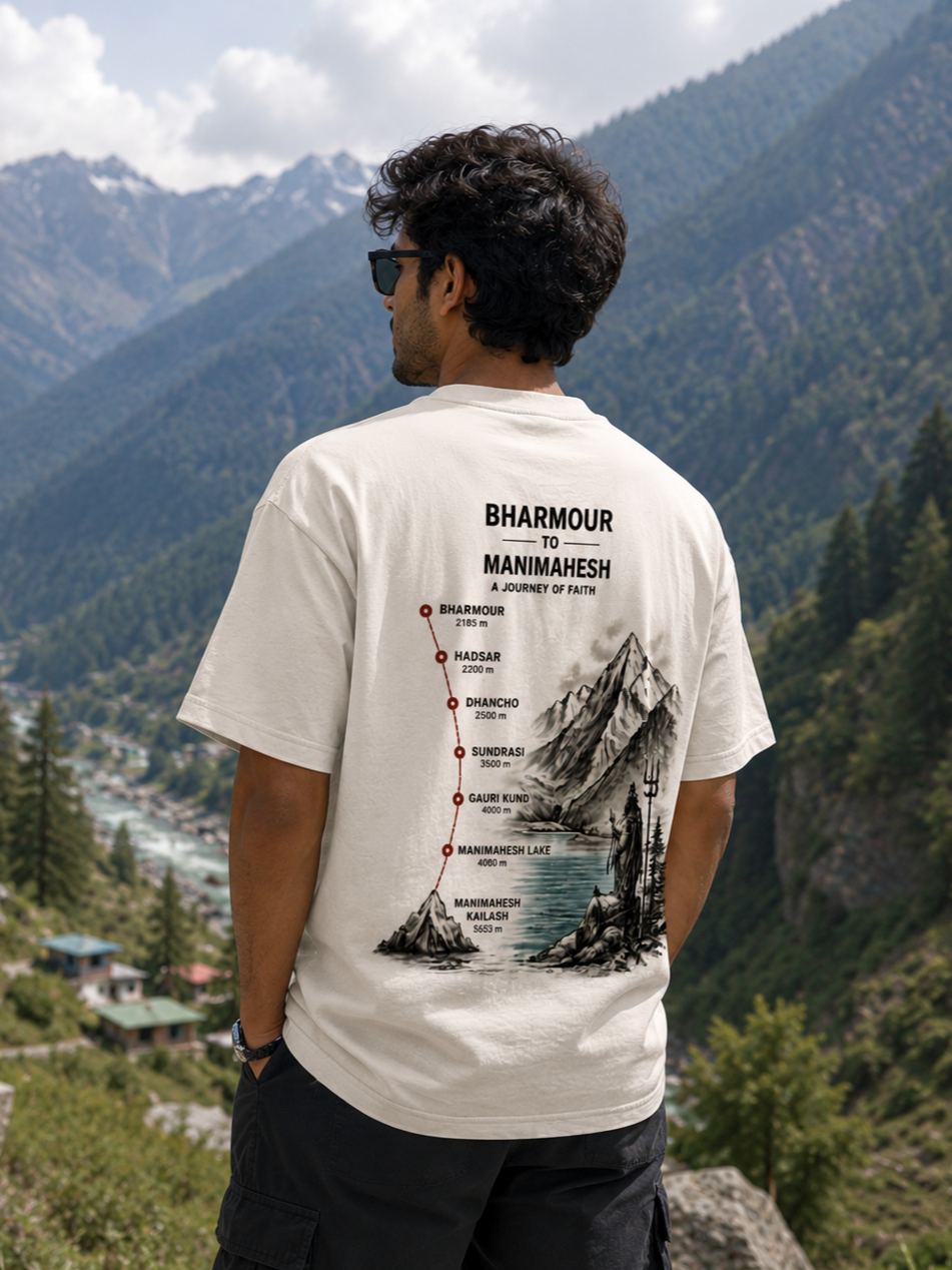 Bharmour Manimahesh Heritage Oversized T-Shirt | 240 GSM Unisex Graphic Tee