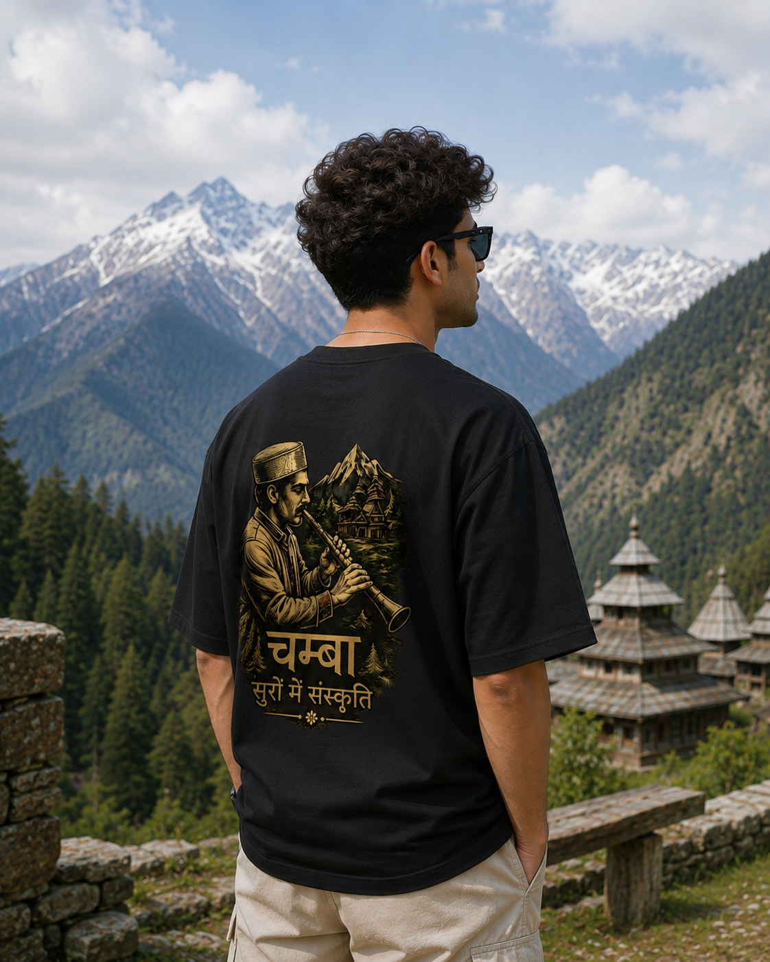 Chamba Guardian Heritage Oversized T-Shirt | 240 GSM Premium Cotton | Unisex | Opshopi
