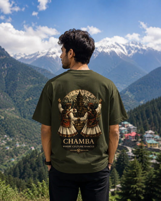Chamba Heritage Guardian Oversized T-Shirt | 240 GSM Premium Cotton | Unisex Graphic Tee | Opshopi