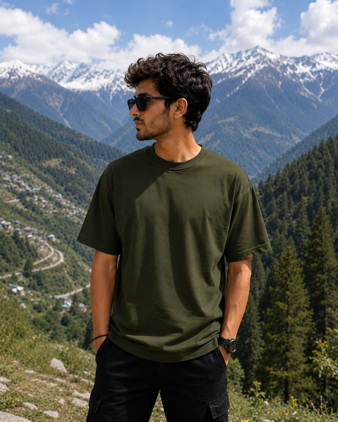 Chamba Heritage Guardian Oversized T-Shirt | 240 GSM Premium Cotton | Unisex Graphic Tee | Opshopi