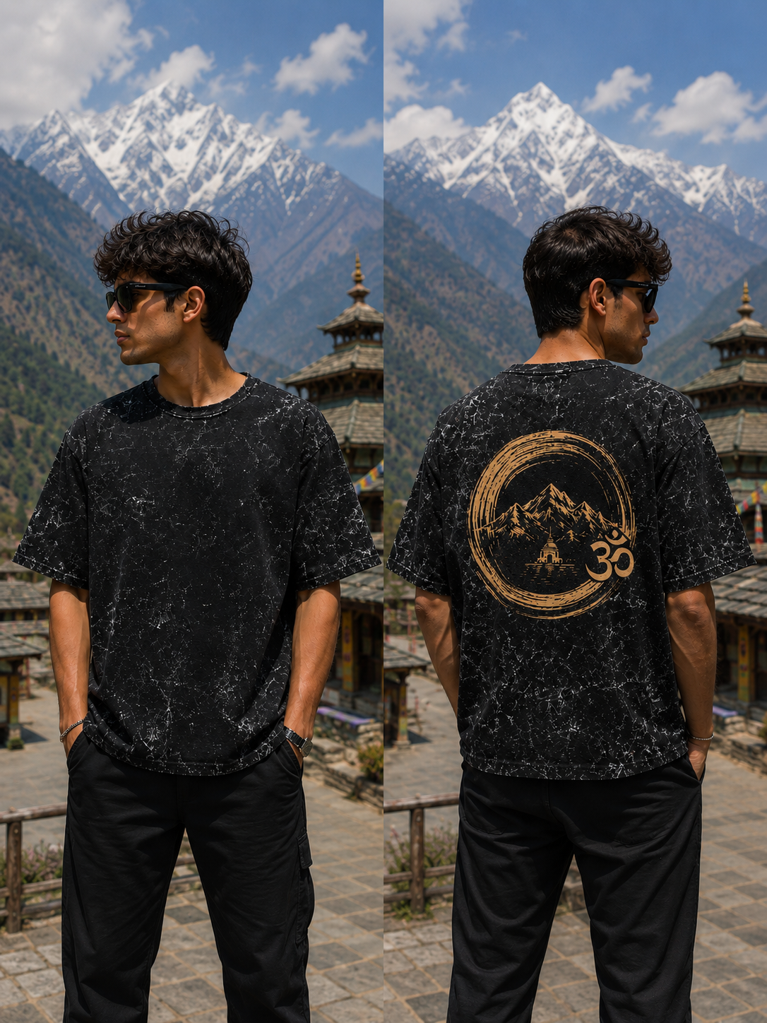 Sacred Peaks™ Acid Washed Oversized Tee – Roots of Devbhoomi Collection