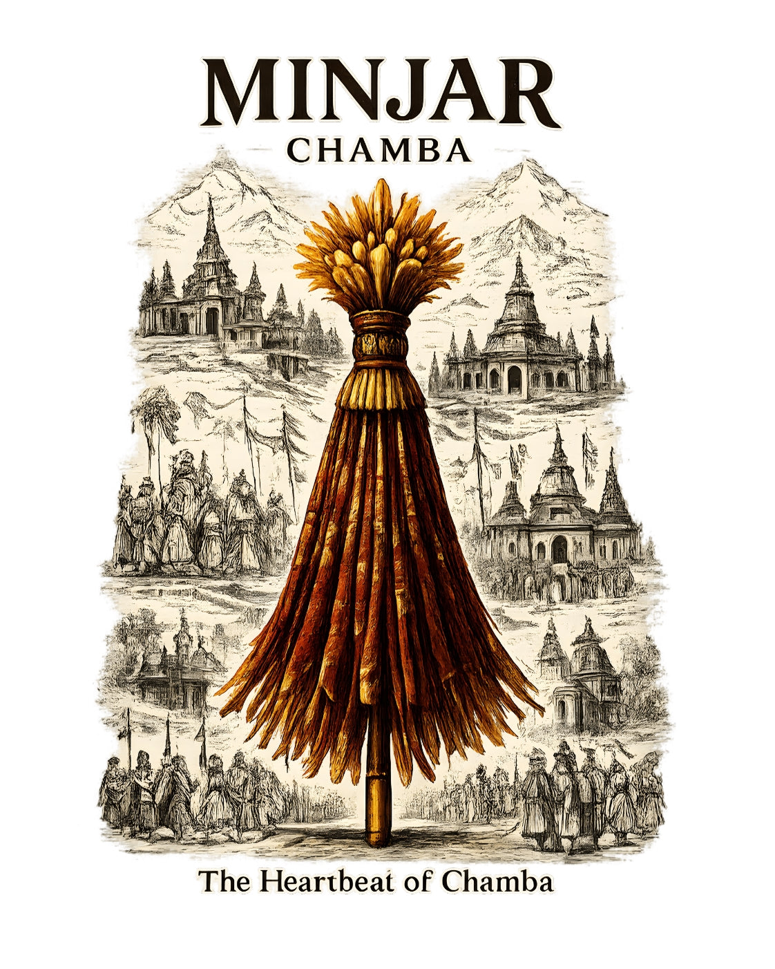 Minjar Heritage Oversized T-Shirt | Chamba Culture Premium Unisex Tee | OPSHOPI