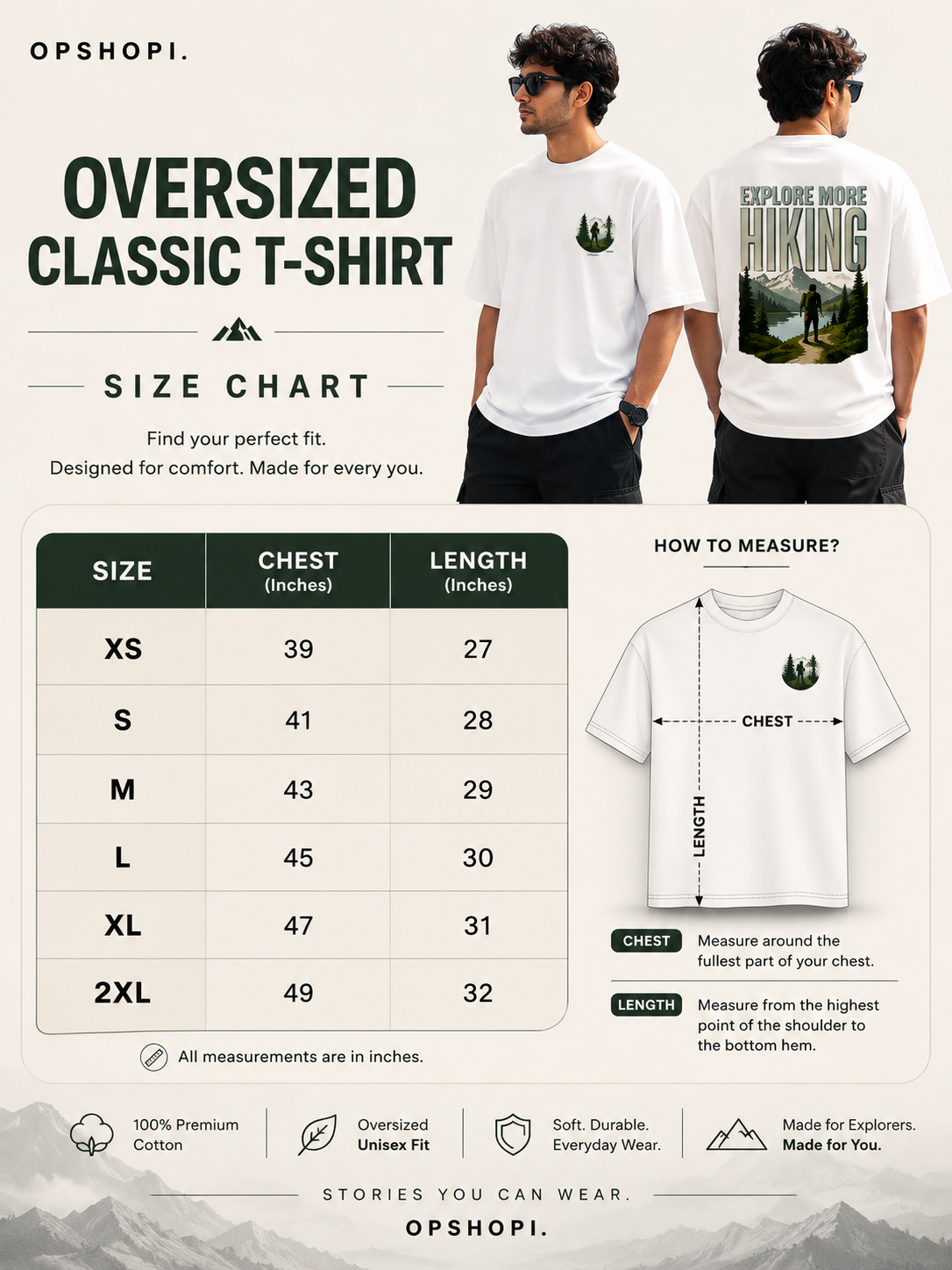 Explore More Hiking Oversized T-Shirt | 240 GSM Premium Cotton | Unisex