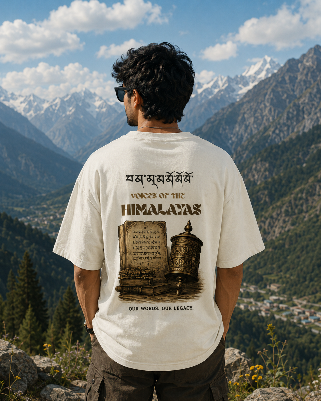 Voices of the Himalayas Oversized Graphic T-Shirt | 240 GSM Heavyweight Cotton