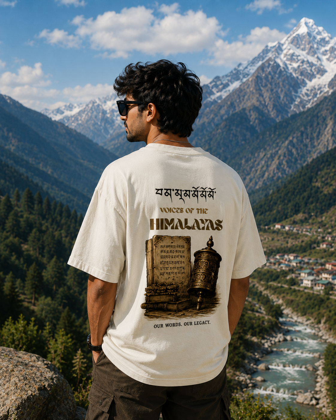 Voices of the Himalayas Oversized Graphic T-Shirt | 240 GSM Heavyweight Cotton