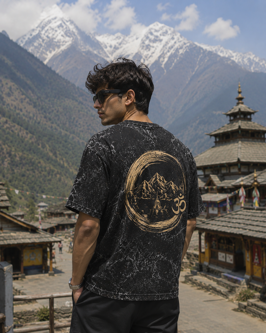 Sacred Peaks™ Acid Washed Oversized Tee – Roots of Devbhoomi Collection
