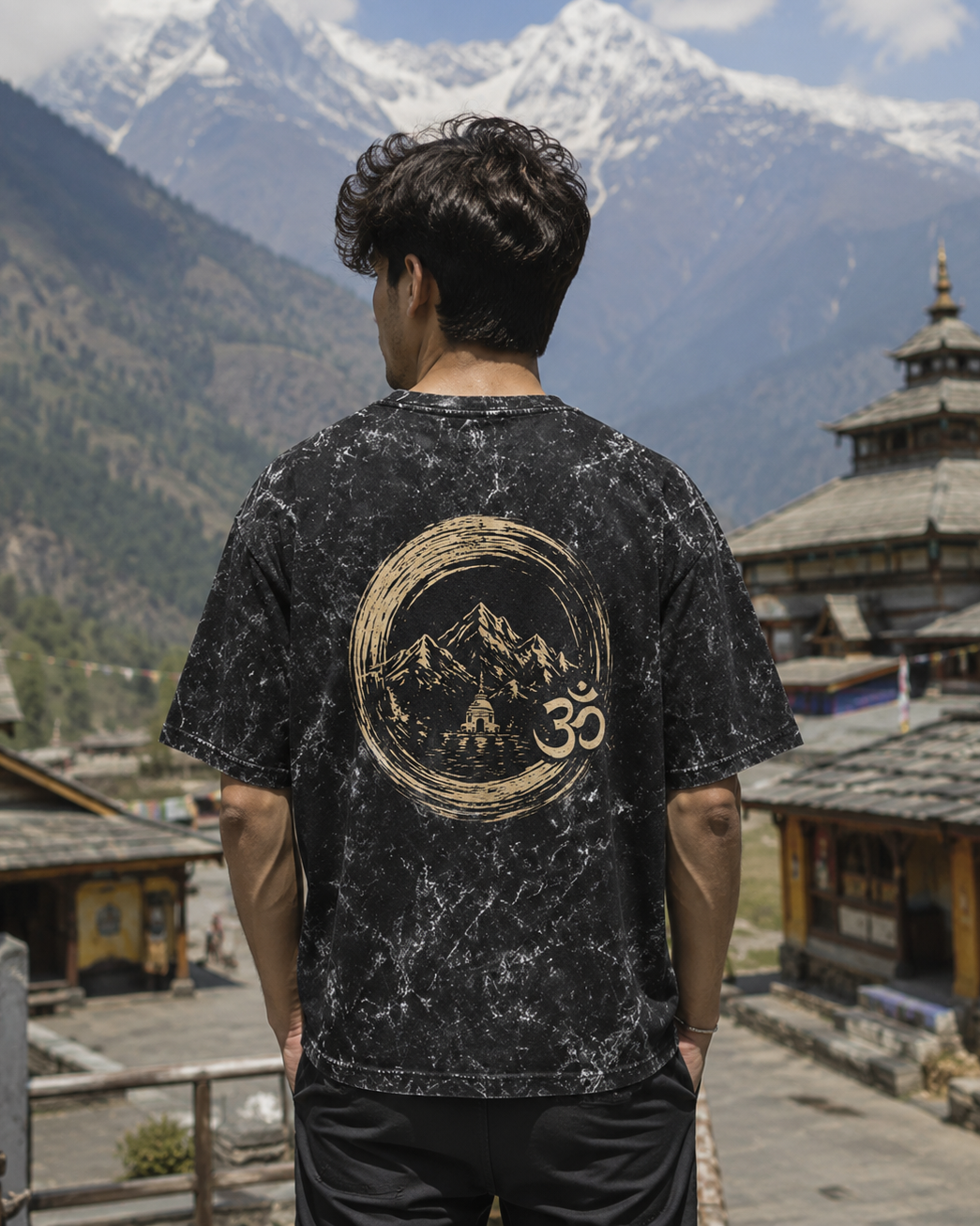 Sacred Peaks™ Acid Washed Oversized Tee – Roots of Devbhoomi Collection