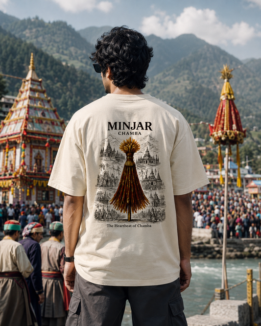 Minjar Heritage Oversized T-Shirt | Chamba Culture Premium Unisex Tee | OPSHOPI