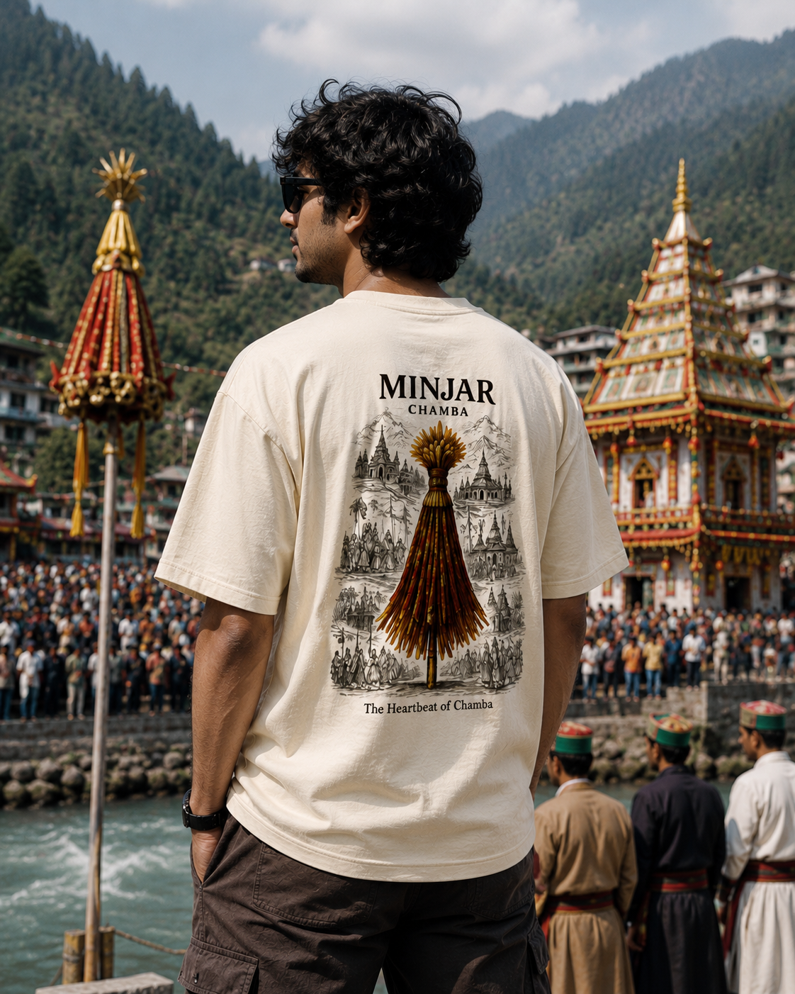 Minjar Heritage Oversized T-Shirt | Chamba Culture Premium Unisex Tee | OPSHOPI