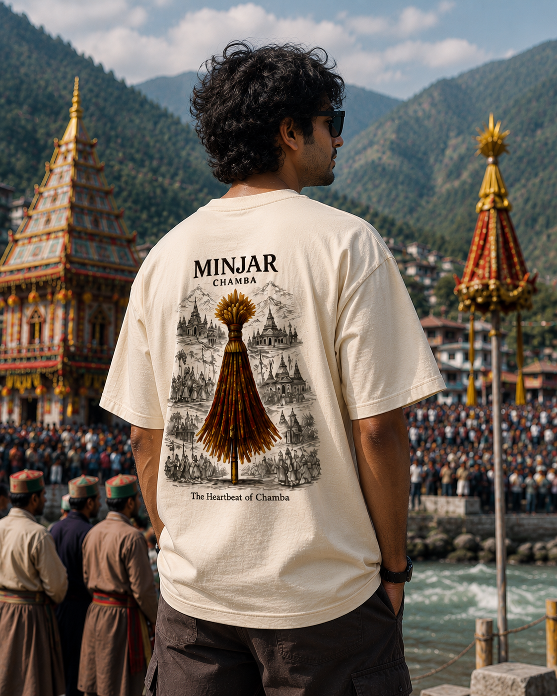 Minjar Heritage Oversized T-Shirt | Chamba Culture Premium Unisex Tee | OPSHOPI