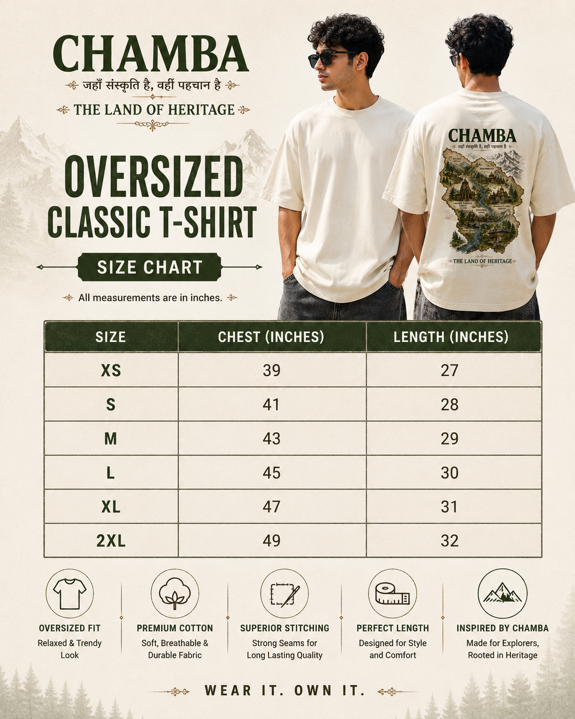 CHAMBA – The Land of Heritage | Premium Oversized Unisex T-Shirt